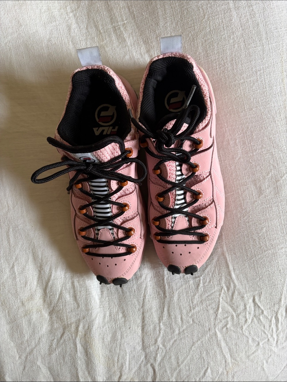 Fila Women's Pink Lace-Up Sneakers with Black Accents